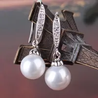 

charming hook earrings natural freshwater cultured fine pearls teardrop shape flawless jewelry for women