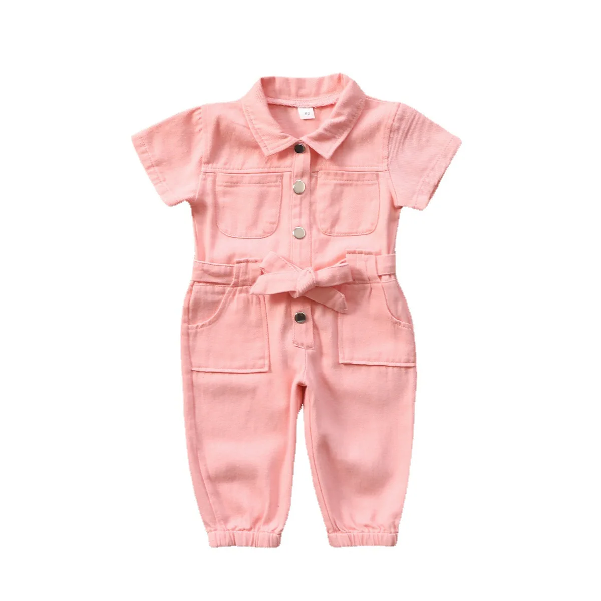 

2021 Hot sale new girls' pink short-sleeved jumpsuit baby clothing rompers