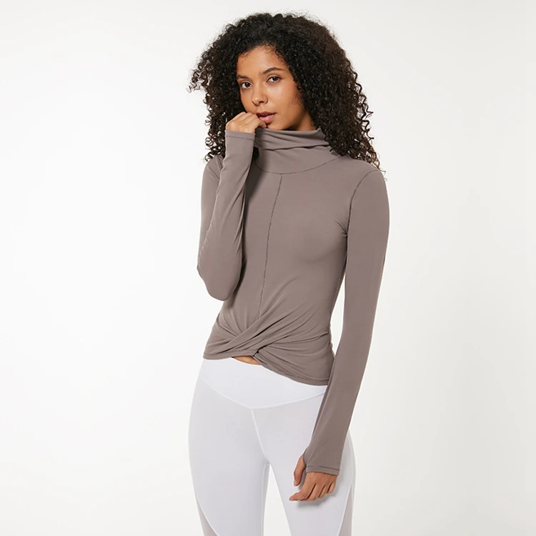 

Wholesale Finger Lock Workout Shirt Slimming Long Sleeve Yoga Shirt, Customized colors