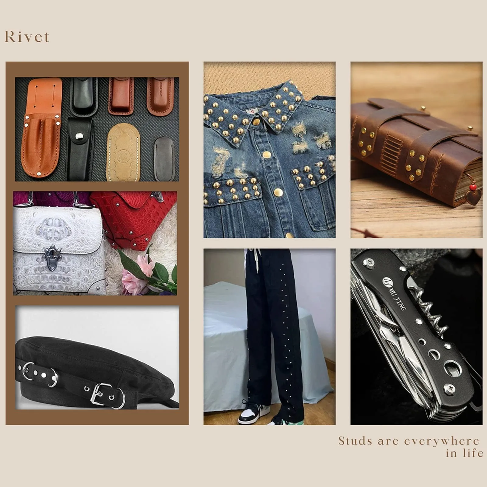Real-life applications of rivets in leather products