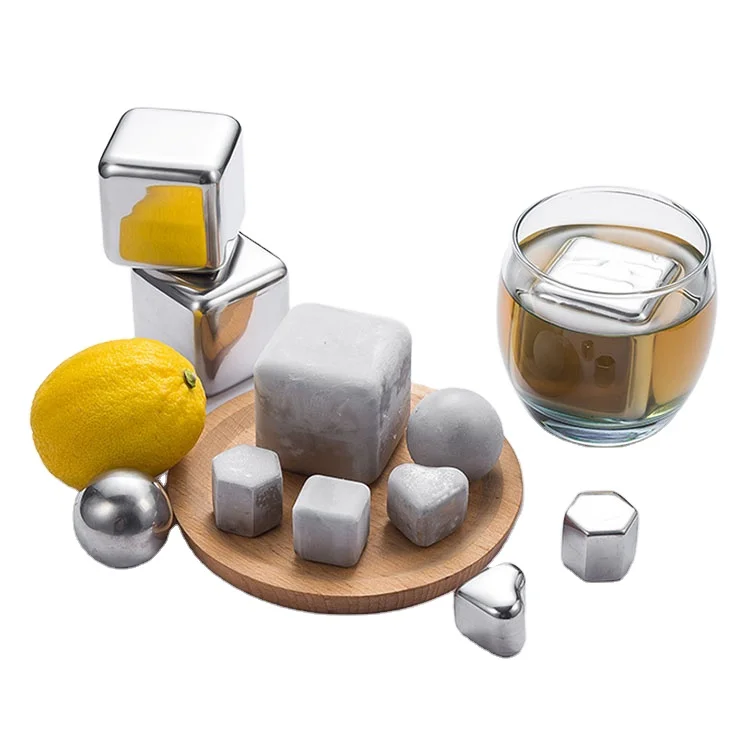 

Hot Sale Metal Reusable Chilling Cooling Stainless Steel Whiskey Ice Cube Stones