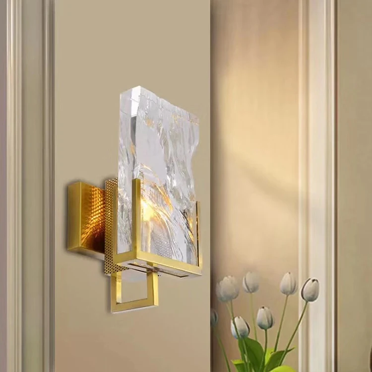 
Contemporary crystal nordic wall lamp e14 light brass hotel wall sconce for luxury dwelling 