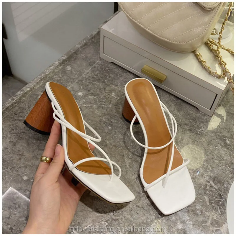 square toe strappy block heel sandals