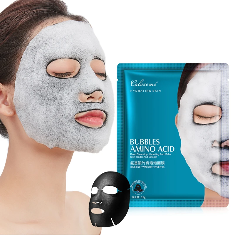 

Oem Private Label Bamboo Charcoal Deep Cleansing Face Moisturizing Facial Sheet Korea Amino Acid Oxygen Bubble Mask