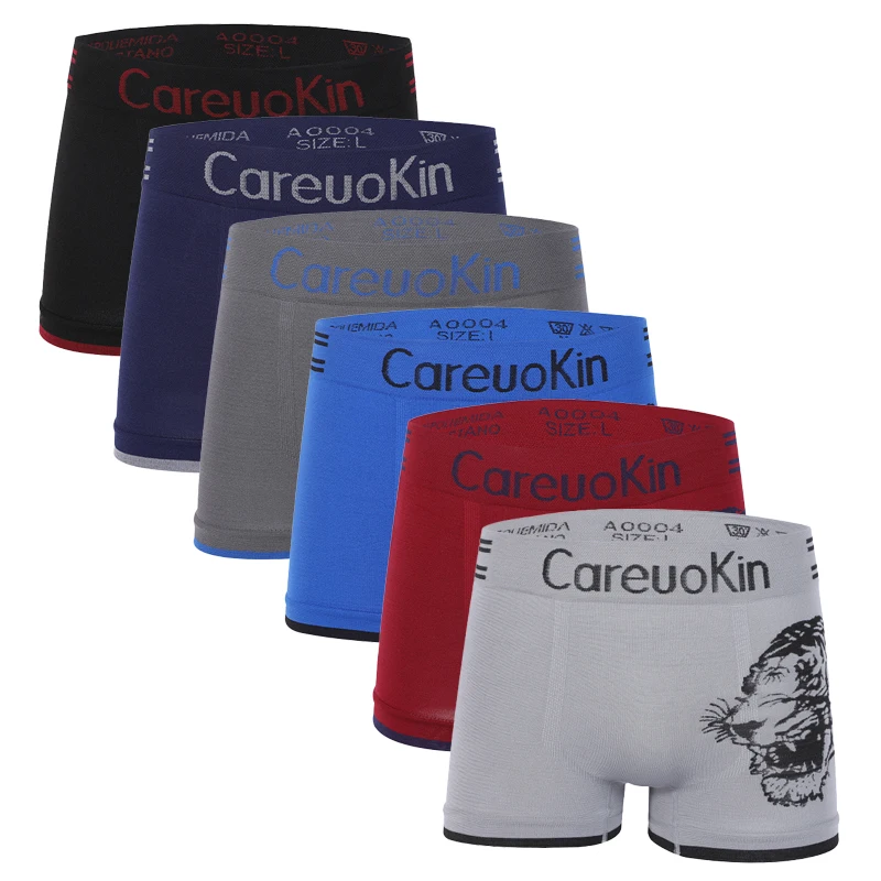 

UOKIN Factory Wholesale Striped Waist High Elasticity Boxer Briefs Seamless Men Breathable Underwear, 6 colors