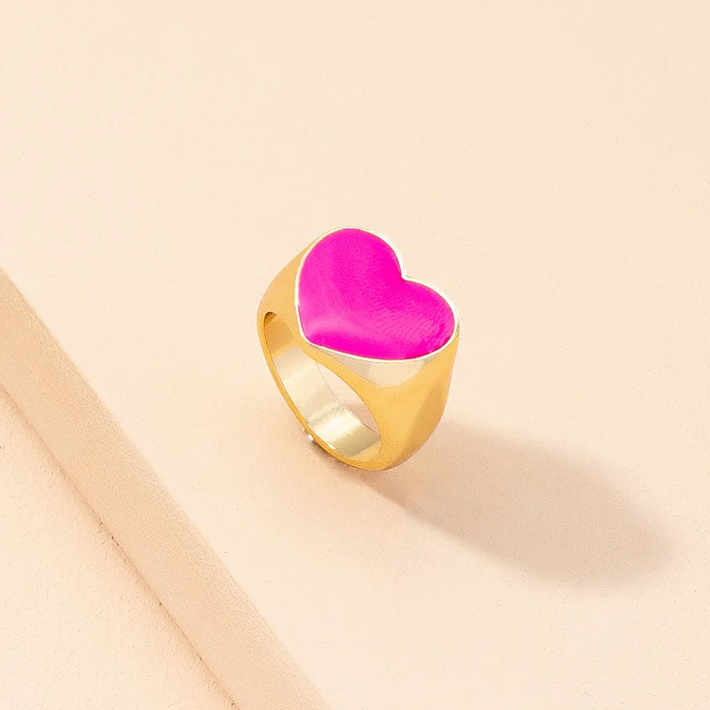 

Korean Style Simple Gold Plated Dripping Oil Rainbow Flower Ring Gold Tone Oil Dripping Colorful Flower Ring For Women Girls