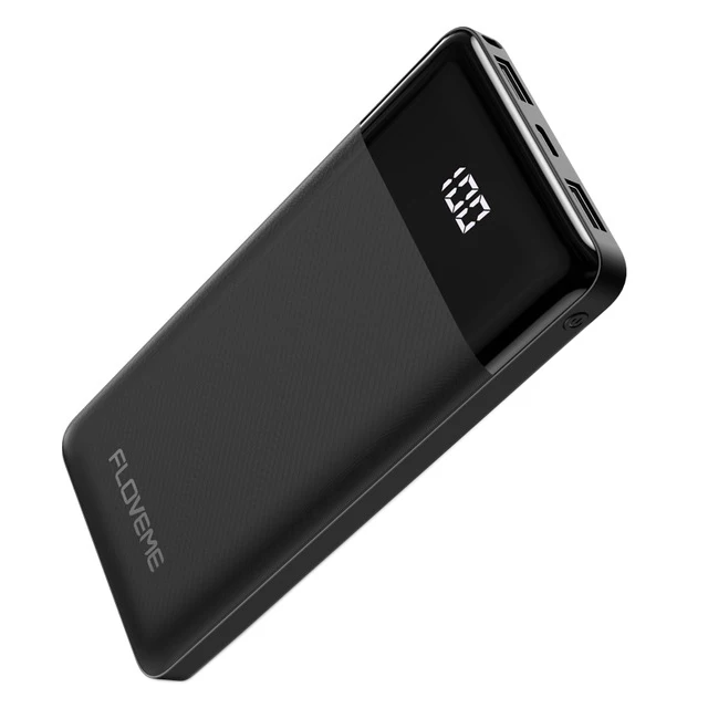 

Free Shipping FLOVEME New Mobile Phone External Battery Charger Slim Dual Usb 10000Mah Powerbank Portable 10000 Mah Power Bank, Black color powerbanks