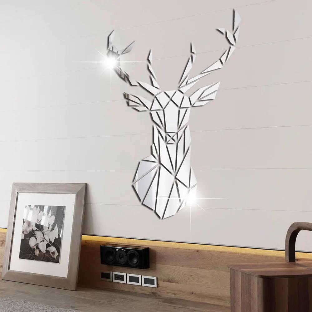

Deer Head Stereo Decorative Acrylic Mirrors Decor Wall Large