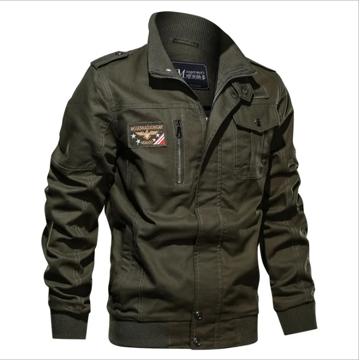 

The new spring men's stand collar cargo jacket in large size casual fashion long-sleeved coat