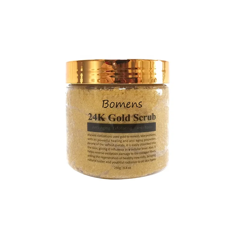 

High Quality Body Care Organic Whitening Exfoliating 24K Gold Body Face Scrub, Yellow