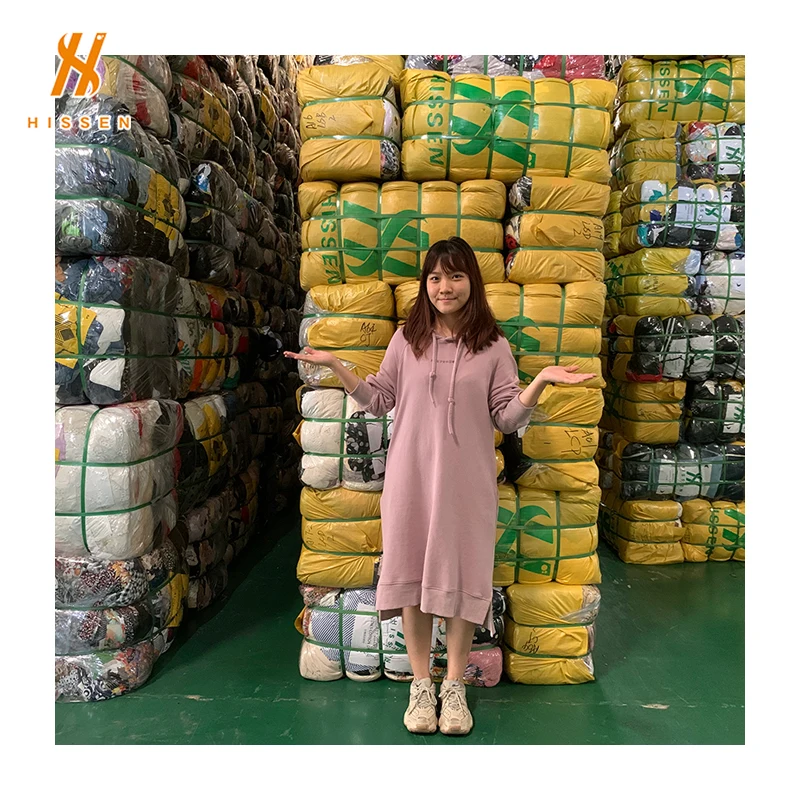 

HISSEN second hand clothes manufacturer Korean Style Women Clothes Ukay Ukay 100kg Bale Used Clothing