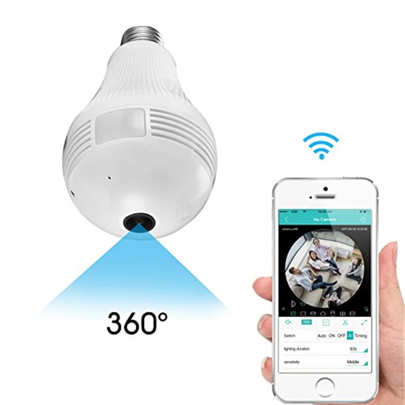 

Wholesales Light Bulb Camera Wifi 360 Degrees CCTV Smart Camera V380 LED Lamp 2MP Wifi Fisheyes Camera