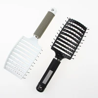 

Waterproof Synthetic Custom Logo Thin Rubber Nylon Detangling Extension Cushion Less Paddle Curve Vent Hair Brush For Women