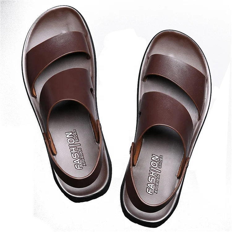 

New style men's genuine leather shoes with 2 ways of wearing Leisure beach shoes anti-slip