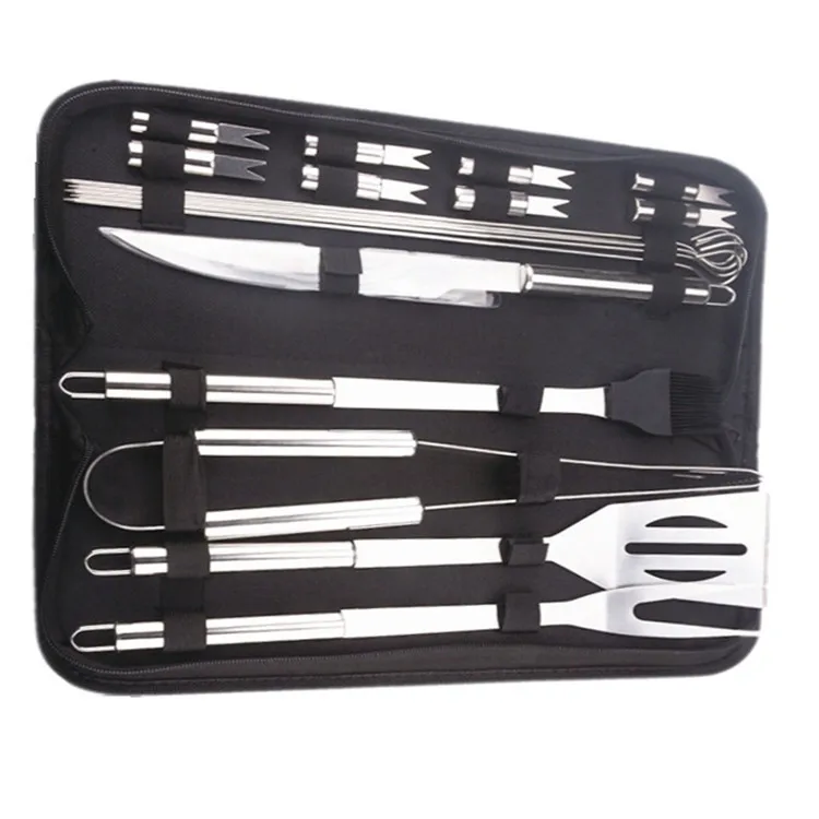 

Heat Resistance 18 Pcs Outdoor Garden Bbq Accessories Stainless Steel Grill Barbecue Tool Set with Oxford Bag