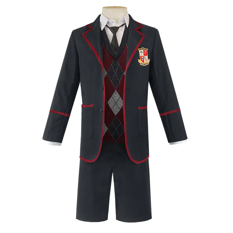 

JCOSTNG Movie The Umbrella Academy Number Five Adult Halloween Cosplay School Uniform, As picture shown