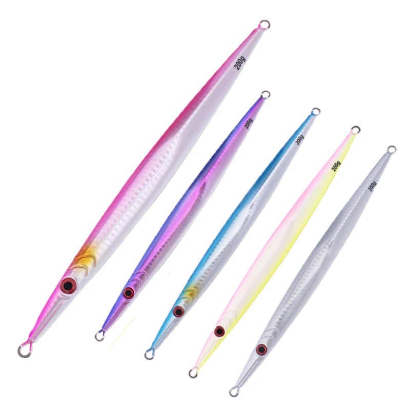 

60g to 350g speed sinking luminous simulated fishing tackle wave pa road sub bait lead fish lure metal jig, 5 colors