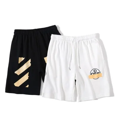 

IHJ3812 Summer yellow arrow print beach shorts men's cotton sweat shorts