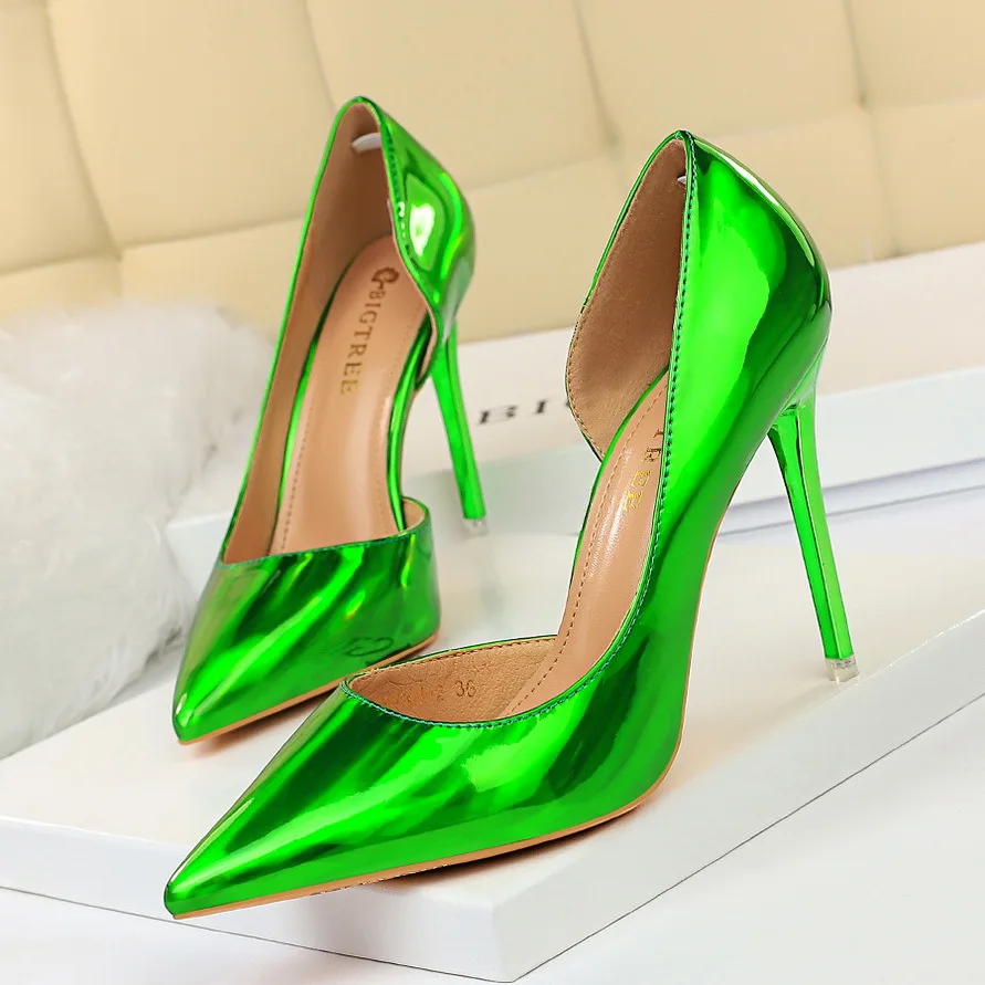

SP984 new design high quality pencil high heel female shoes ladies sexy pointed laser upper shoes