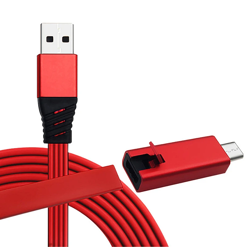 

Repeat Cut Repairable Use Fast Charging Flat Wire Cable, Black / red