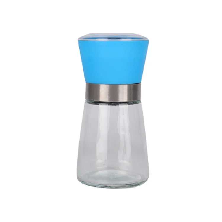 

High Class 160ml Glass Bottle With Plastic Mill Top Ceramic Blade Spice Grinder For Pepper Herb Salt manual ceramic grinder, Customized