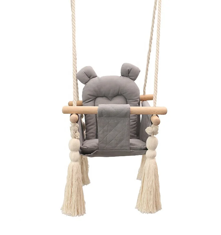 

factory wholesale wooden material safety baby swing toy home indoor Infant pocket swing chair hanging outdoor garden camping, Pink/blue/gray