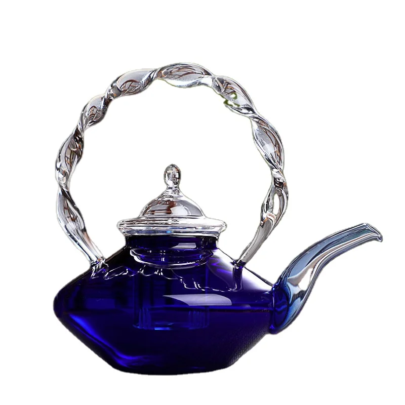 Glass Tea Pot With Handle 700ml High Borosilicate Luxury Heat Resistant Multi-color Advanced Drinking Tea Coffee