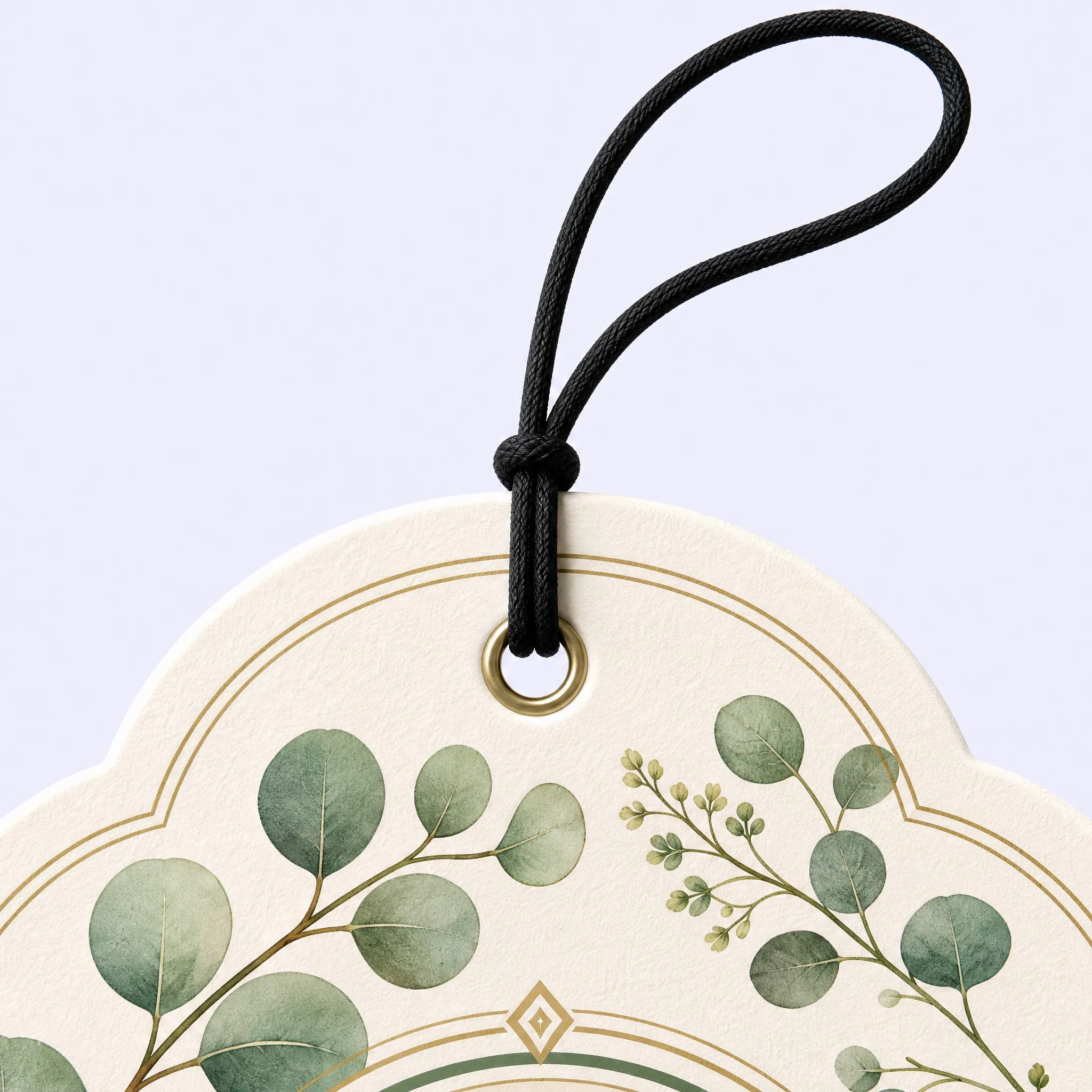 Reinforced Brass Eyelet Grommet and Elastic Cord on Botanical Air Freshener