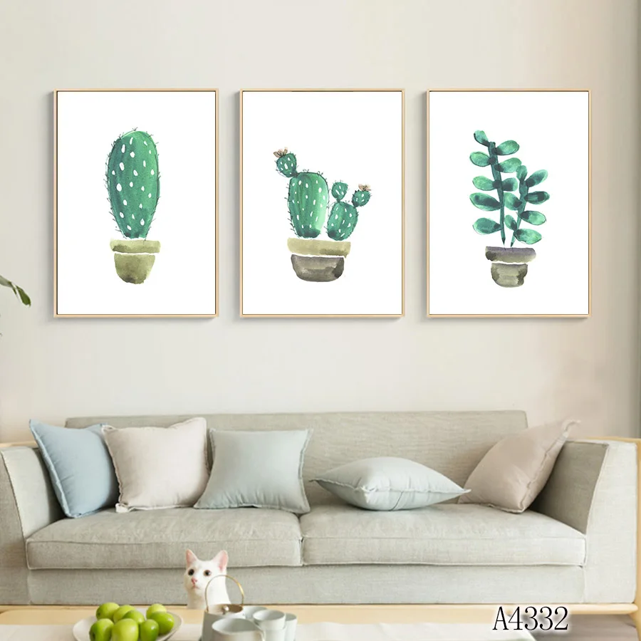 Nordic 3 Panels Minimalist Green Leaf Plant Botanical Printing Wall Art