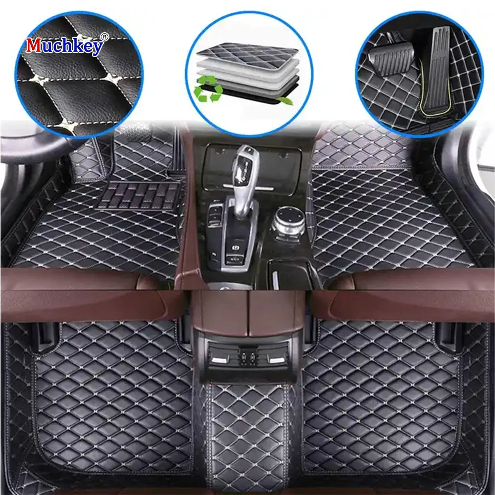 

Muchkey Non Slip Luxury Leather Waterproof for Honda Accord 6th Gen 2003 Hot Pressed 5D Car Floor Mats