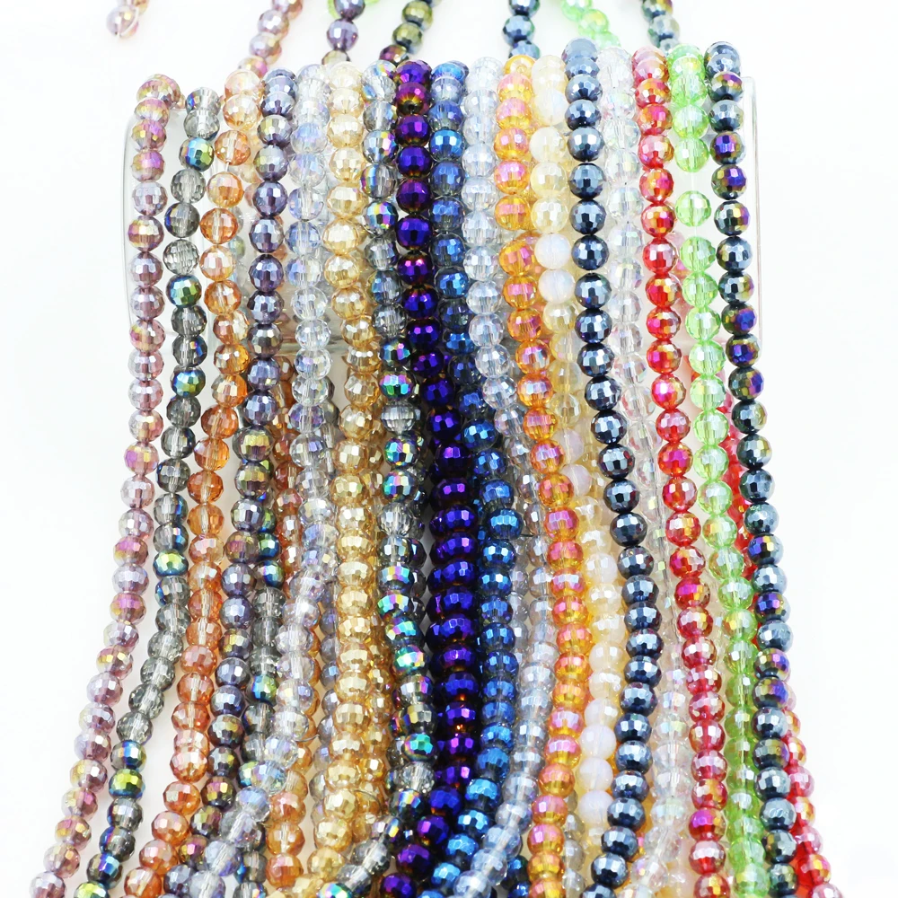 

Zhubi 6/8mm Faceted Round Glass Beads Metallic Colors Crystal Earth Beads For Jewelry Making DIY Handmade Bracelet Charm Pendant, Metallic colors transparent plating colors