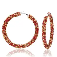 

Luxurious Shiny Circle Earrings Jewelry Glitter Geometric Bohemian Fashion Rhinestone Hoop Earrings