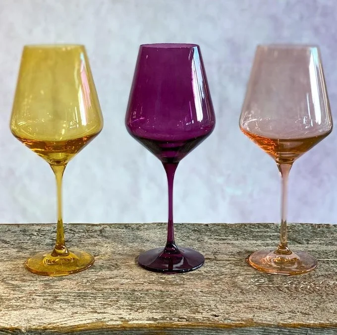 

Hand blown Crystal Colored Wine Glass goblet wine glasses, Customized color