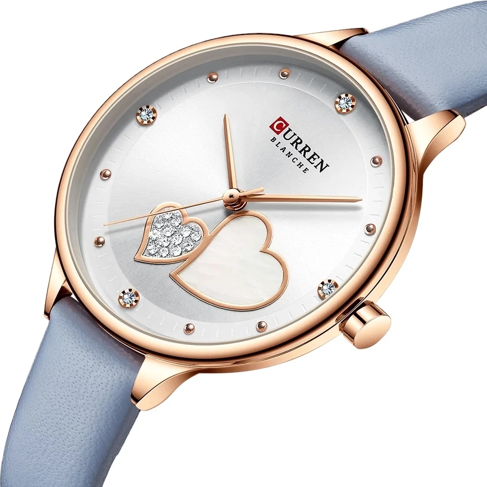 

CURREN 9077 Watch Lady Luxury Rhinestone Quartz Leather Women Watches With Fashion Elegant Dress Female Clock Wristwatch Gift, 5-colors
