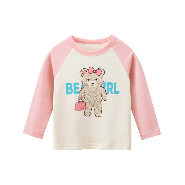 

Fashion Children's Clothing Cotton Tees Girl Baby Cartoon Bear Print Long-sleeved T-shirt