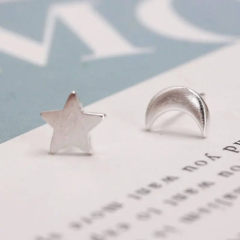 

Statement Punk Hip Hops S925 Sterling Silver Star Moon Stud Earring 925 Sterling Silver Moon Star Asymmetry Earring For Women