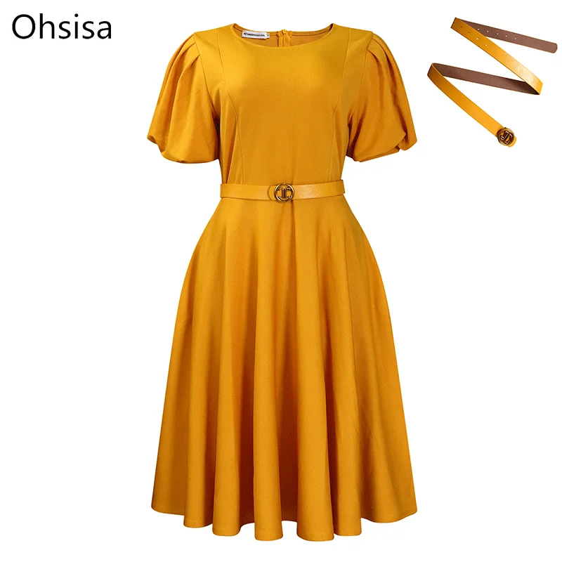 Puff Sleeve Line Summer Dress
