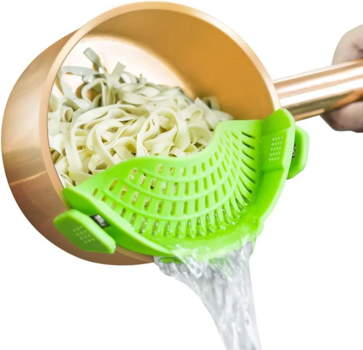 

Silicon Snap Pan Strainer Set For Draining Excess Liquid Clip Colander