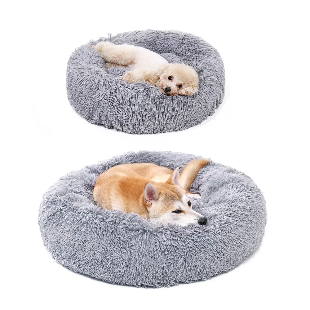 Petstar Cozy Luxury Furry Faux Fur Plush Round Donut Pet Cat Dog Bed
