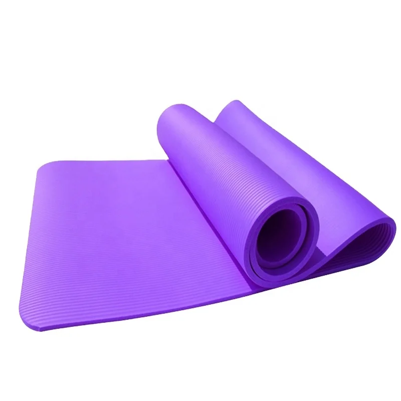 

GYM fitness pilate workout home using Anti-Tear Exercise balance with Carrying Strap nbr purple yoga mat, Single color purpule