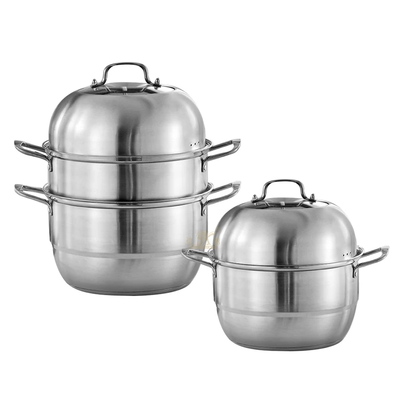 

New style hot sale stainless steel 2/3 layers pot steamer soup pot, Original color