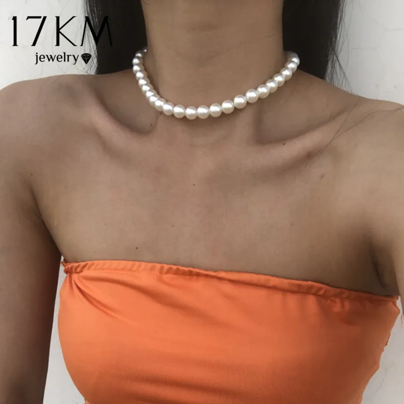 

Vintage Pearl Choker Necklace For Women Fashion Summer White Imitation Pearl Necklaces for 2021 Women Jewelry, Gold