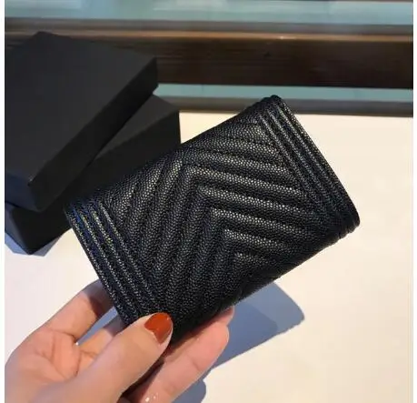 

2020 new high end customized brand luxury women's purse caviar V-shaped wallet leather card holder