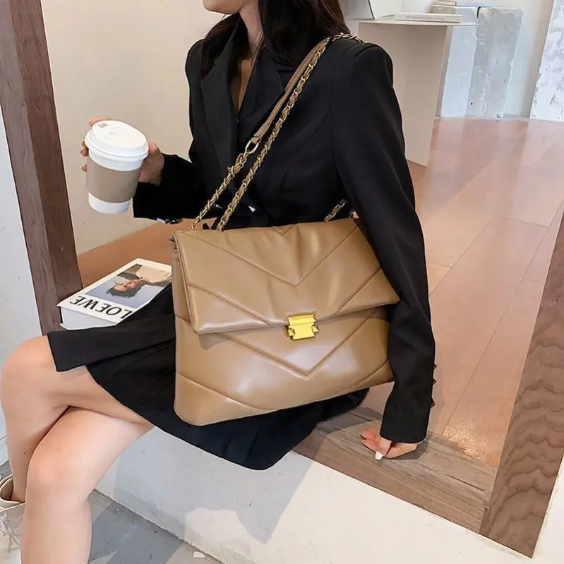 

Large Capacity Shopping Totes Bags OEM Designer Pure Color Underarm Bag Luxury Chevron Line Armpit Packs Crossbody Handbags