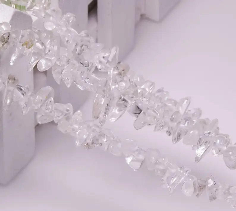 

Wed Bridal Pure Clear White Quartz Crystal Chips Stone Bracelet, 100% natural color