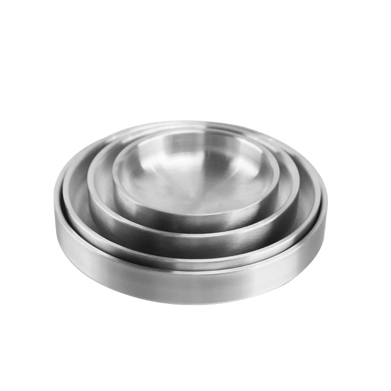 

Wholesale quality Korean style dinner plate 304 stainless steel sauce plate, Silver