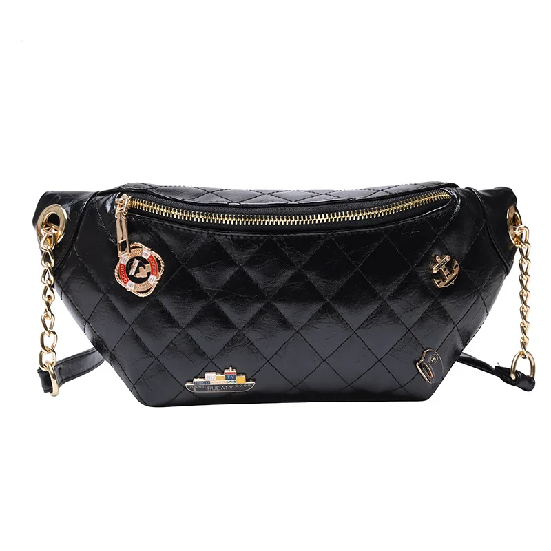 

New Arrival Ladies Quilted Chest Bag Pu Leather 2021 Fall Crossbody Bag For Woman, White, pink, black