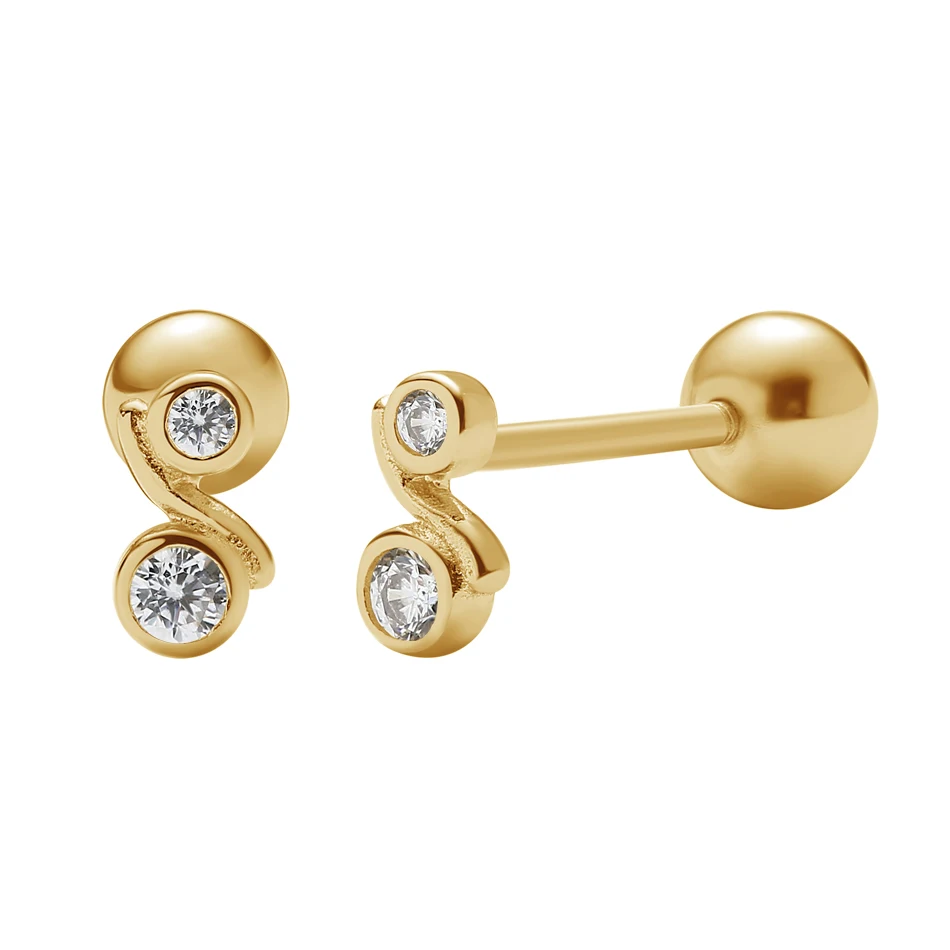 

wholesale gold jewelry 925 sterling silver curved barbell stud earrings with cubic zircon