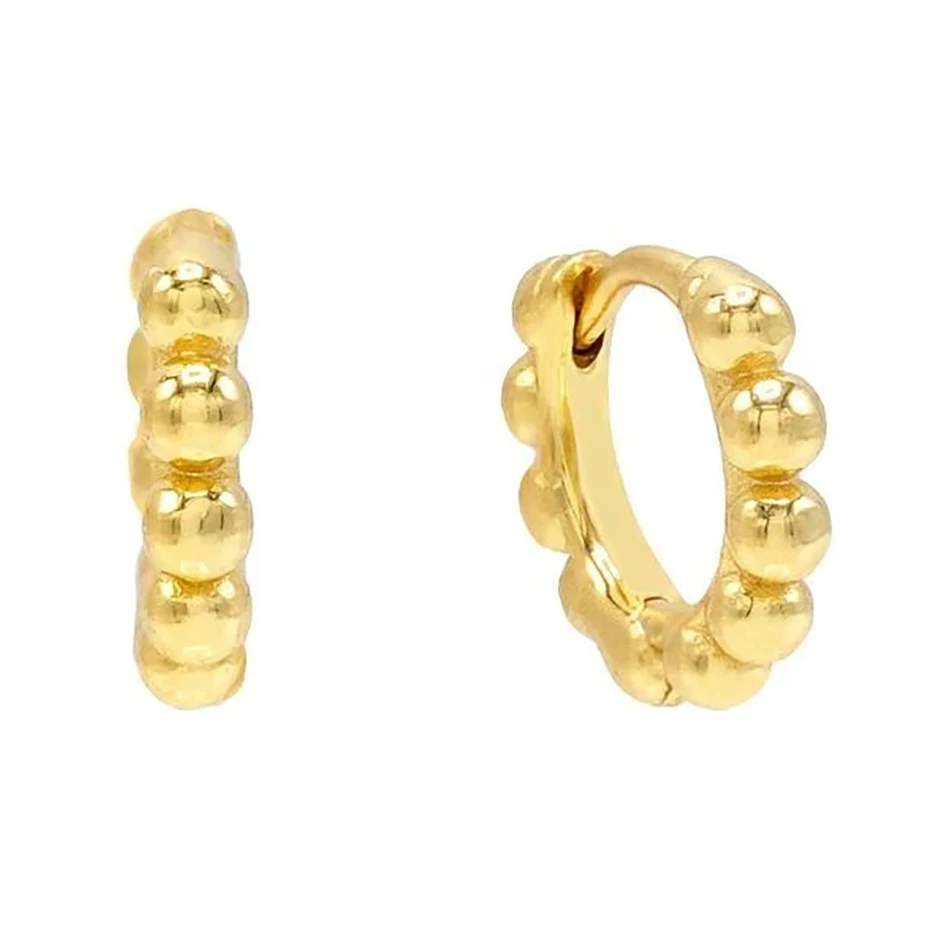 

Wholesale Gold Earrings 925 Sterling Silver 18k Gold Plated Bead Huggie Hoop Earrings