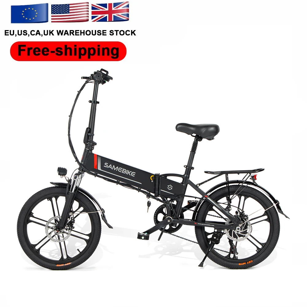 

USA SAMEBIKE Folding Mountain Electric Bike for Adults 20'' EBike City Bicycle with 350W Motor 48V 10.4AH Removable Lithiu